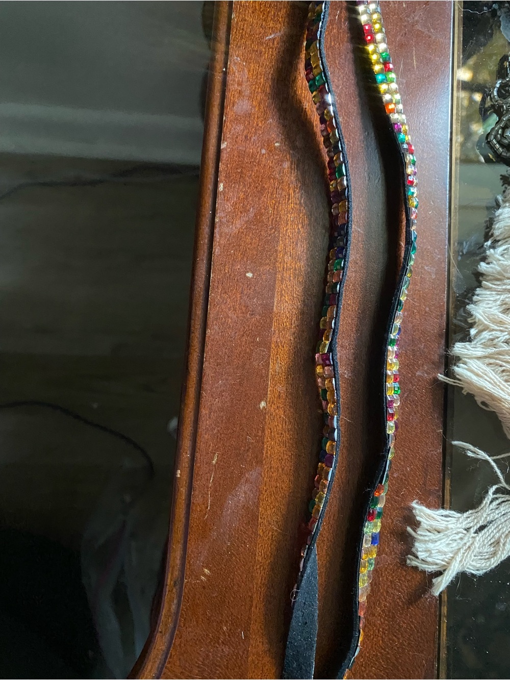 Beaded Multicolor Leather Headband